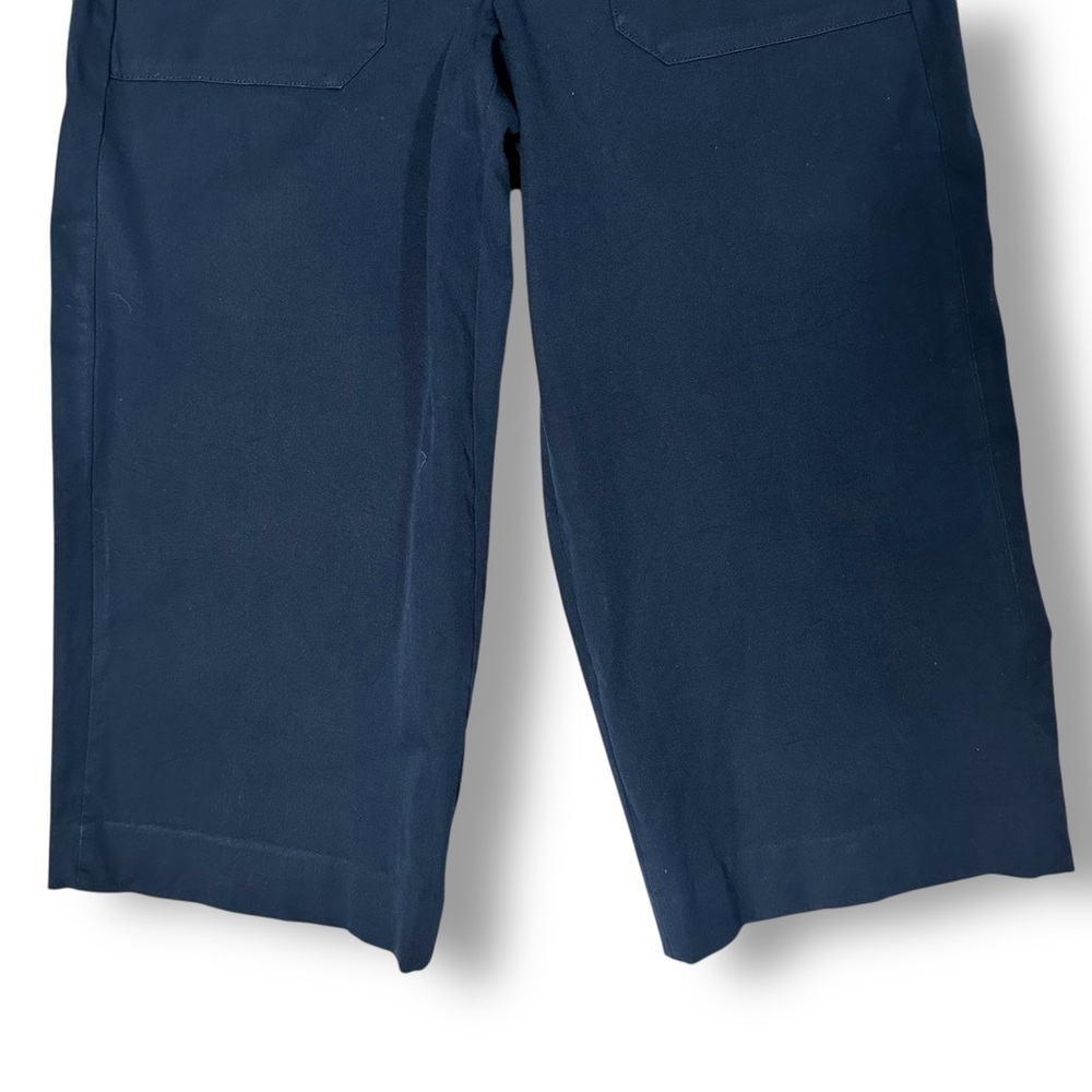 J Crew Sydney Wide Leg Pants Sz 10 Petite Bi-Stretch Cropped Navy Blue Office   - Picture 4 of 11